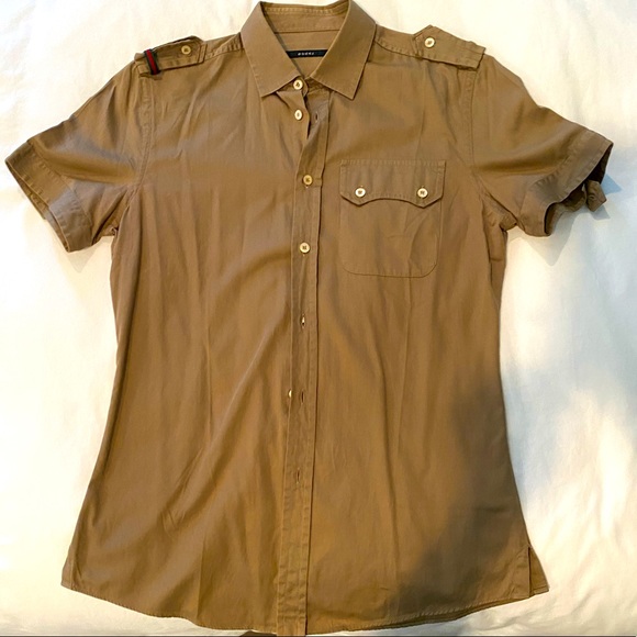 Gucci short sleeve military green shirt